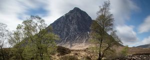 Preview wallpaper mountain, cliff, rock, waterfall, landscape, nature