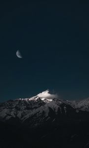 Preview wallpaper mountain, cloud, moon, night, dark