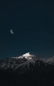 Preview wallpaper mountain, cloud, moon, night, dark