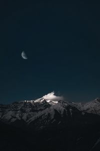 Preview wallpaper mountain, cloud, moon, night, dark