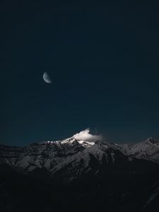 Preview wallpaper mountain, cloud, moon, night, dark