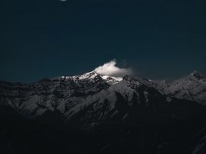 Preview wallpaper mountain, cloud, moon, night, dark
