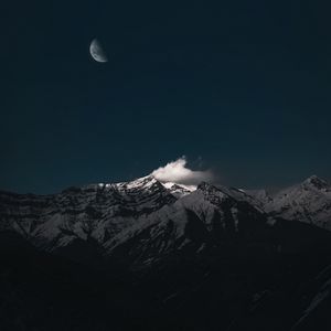 Preview wallpaper mountain, cloud, moon, night, dark