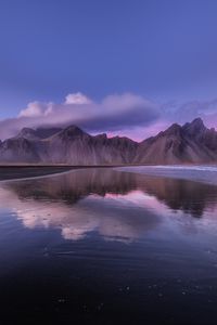 Preview wallpaper mountain, clouds, coast, iceland