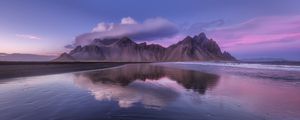 Preview wallpaper mountain, clouds, coast, iceland