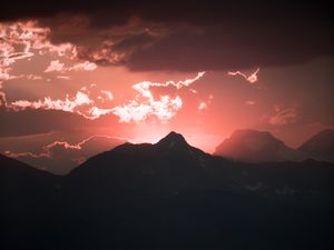 Preview wallpaper mountain, clouds, dark, darkness, outlines