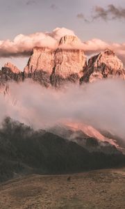 Preview wallpaper mountain, clouds, dolomites, monte pelmo, italy
