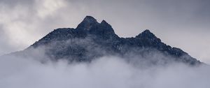 Preview wallpaper mountain, clouds, fog, trees, landscape