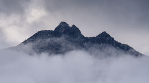 Preview wallpaper mountain, clouds, fog, trees, landscape
