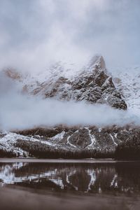 Preview wallpaper mountain, clouds, lake, shore, landscape, nature