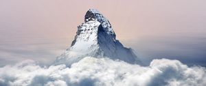 Preview wallpaper mountain, clouds, peak, snowy