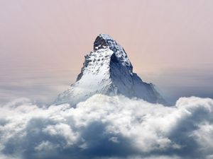 Preview wallpaper mountain, clouds, peak, snowy