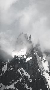 Preview wallpaper mountain, clouds, snow, peak