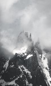 Preview wallpaper mountain, clouds, snow, peak