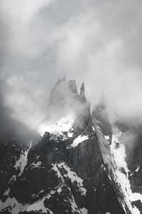Preview wallpaper mountain, clouds, snow, peak