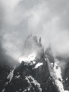 Preview wallpaper mountain, clouds, snow, peak