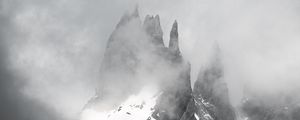 Preview wallpaper mountain, clouds, snow, peak