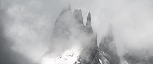 Preview wallpaper mountain, clouds, snow, peak