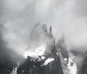 Preview wallpaper mountain, clouds, snow, peak