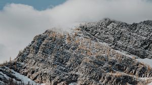 Preview wallpaper mountain, clouds, snow, trees