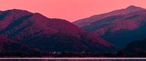 Preview wallpaper mountain, dawn, moon, lake