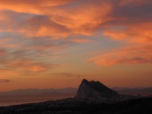 Preview wallpaper mountain, dusk, sunset, dark, nature