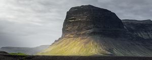 Preview wallpaper mountain, field, clouds, landscape, nature