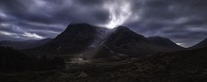 Preview wallpaper mountain, fog, peak, clouds, scotland