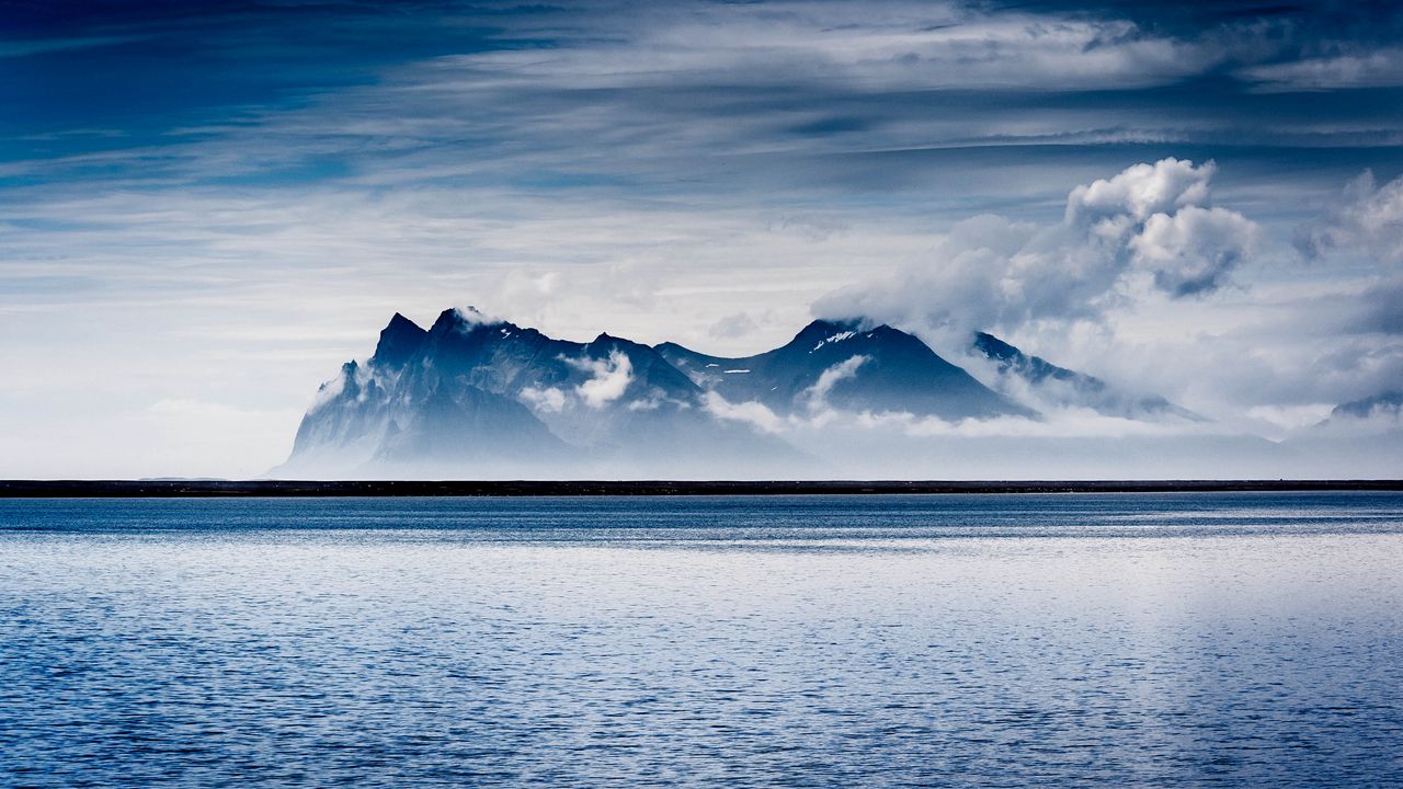 Wallpaper mountain, fog, sea, clouds, nature