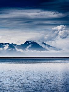 Preview wallpaper mountain, fog, sea, clouds, nature
