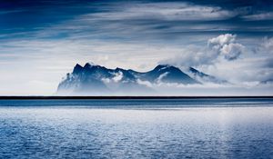 Preview wallpaper mountain, fog, sea, clouds, nature