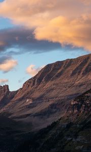 Preview wallpaper mountain, foothills, clouds, landscape, nature