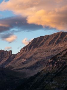 Preview wallpaper mountain, foothills, clouds, landscape, nature