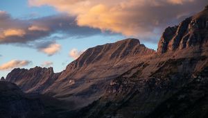 Preview wallpaper mountain, foothills, clouds, landscape, nature