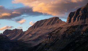 Preview wallpaper mountain, foothills, clouds, landscape, nature