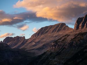 Preview wallpaper mountain, foothills, clouds, landscape, nature
