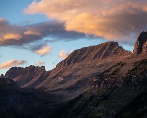 Preview wallpaper mountain, foothills, clouds, landscape, nature