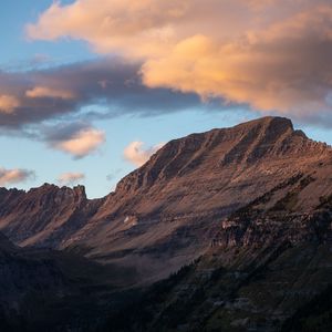 Preview wallpaper mountain, foothills, clouds, landscape, nature