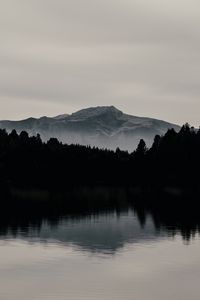 Preview wallpaper mountain, forest, dark, lake, reflection, landscape