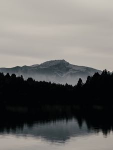 Preview wallpaper mountain, forest, dark, lake, reflection, landscape