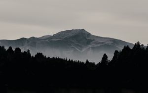 Preview wallpaper mountain, forest, dark, lake, reflection, landscape