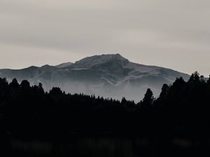 Preview wallpaper mountain, forest, dark, lake, reflection, landscape