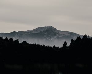 Preview wallpaper mountain, forest, dark, lake, reflection, landscape