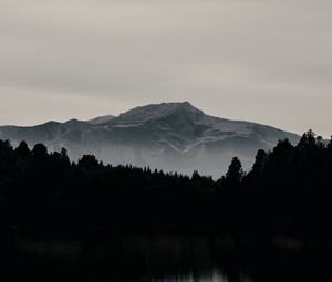 Preview wallpaper mountain, forest, dark, lake, reflection, landscape