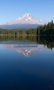 Preview wallpaper mountain, forest, lake, landscape, nature, reflection