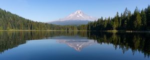 Preview wallpaper mountain, forest, lake, landscape, nature, reflection
