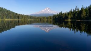 Preview wallpaper mountain, forest, lake, landscape, nature, reflection