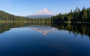 Preview wallpaper mountain, forest, lake, landscape, nature, reflection