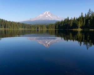 Preview wallpaper mountain, forest, lake, landscape, nature, reflection