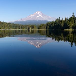 Preview wallpaper mountain, forest, lake, landscape, nature, reflection